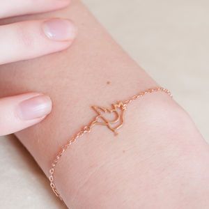 Rose Gold Dove Bracelet - bracelets & bangles Dove Bracelet, Silver Link Bracelet, The Dove, Gold Link Bracelet, Silver Logo, Photo Bracelet, Sterling Silver Chain, Gold Gold, Gold Plated Sterling Silver