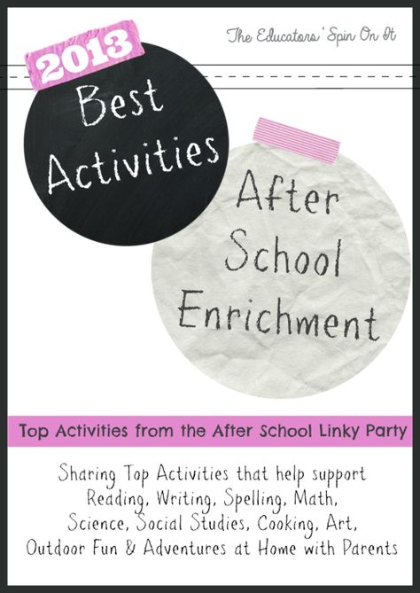 2013 Best Activities for After School Enrichment featured by the After School Linky Party Hosts.  Resources for Parents for Literacy Based Activities for Kids at home after school and on the weekends! After School Enrichment Activities, After School Tutoring Ideas, Afterschool Program Ideas, Afterschool Program Ideas Activities, After School Program Ideas, After School Program Activities, After School Clubs, Afterschool Program, Program Director