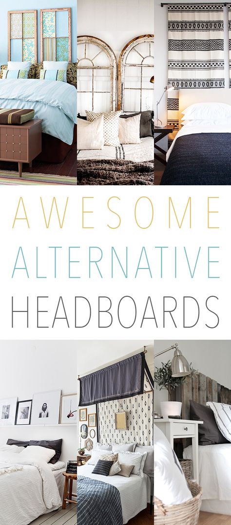 Diy Headboard Alternative, Headboard Alternative Ideas, No Headboard Bed Ideas, No Headboard Bedroom, Bedroom No Headboard, No Headboard Ideas Bedroom, Beds Without Headboards Ideas, Headboards Ideas, Above Bed Ideas