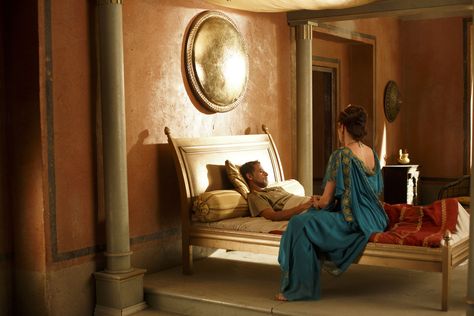 Greek Bedroom, Sarah Parish, Rome Antique, Greek House, Hades And Persephone, Ancient Designs, Roman History, Ancient Beauty, Bbc One