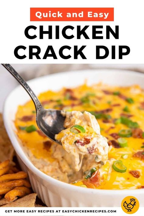 Shredded Chicken Recipes Easy, Buffalo Chicken Dip Crock Pot, Crock Pot Dips, Chicken Dip Recipe, Bacon Dip, Chicken Appetizers, Shredded Chicken Recipes, Cooking Chicken To Shred, Ranch Dip