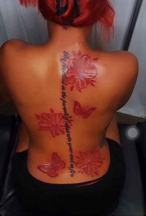 #tattoo #redinktattoo #inspiration Red Ink Brown Skin, Red Tattoo Dark Skin, Red Ink Tattoos On Dark Skin, Red Tattoos On Dark Skin, Red Tattoo On Dark Skin, Tattoo Rouge, Red Back Tattoos, Red Neck Tattoos, Tattoo Red Ink