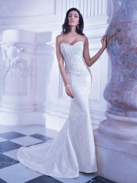 Style GR252 I Shimmering Sequin, strapless, Sheath gown with a soft Sweetheart neckline and beaded Venice lace bodice I See more: http://www.weddingwire.com/wedding-photos/i/dress-price-701-to-1500-sweetheart-dress-sleeveless-line-lace-beading-strapless-floor-modern-style-hollywood-glam-fall-shabby-chic-ivory-dress-waist-natural-formal-white-winter-demetrios/i/428f999f835058f4-2e3d4263301a0f67/927e5fd3427eb01a?tags=hollywood-glam&page=8&cat=dresses&type=search I #wedding #dress Wedding Dress Sparkle, Demetrios Wedding Dress, Glam Wedding Dress, Dress Sparkle, Wedding Dress 2013, Sheath Wedding Gown, Wedding Bridesmaids Dresses Blue, Wedding Dresses 2014, Wedding Dress Chiffon