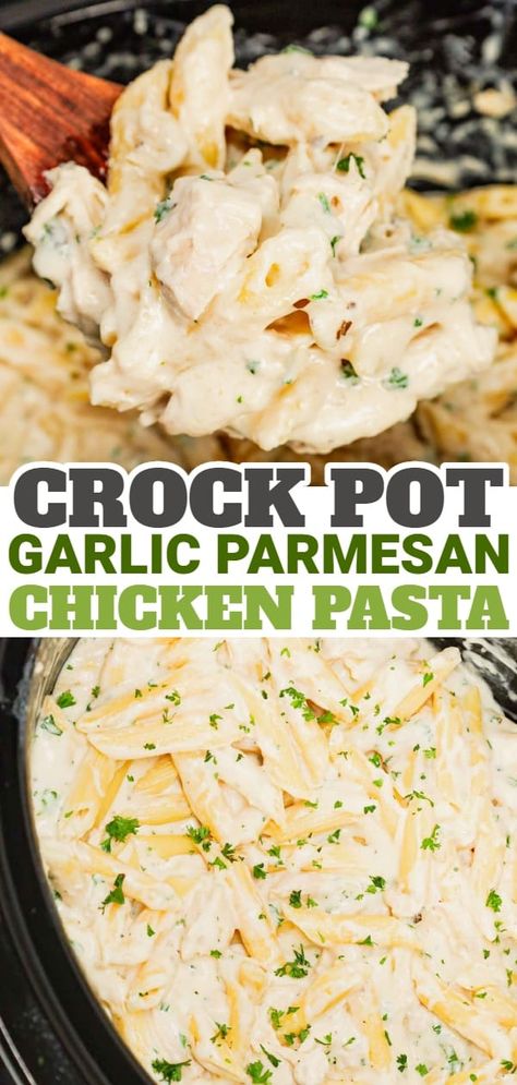 Crock Pot Garlic Parmesan Chicken, Crockpot Garlic Parmesan Chicken Pasta, Crockpot Garlic Parmesan Chicken, Slow Cooker Chicken Pasta, Wings Garlic Parmesan, Garlic Parmesan Chicken Pasta, Parmesan Chicken Pasta, Crockpot Chicken Parmesan, Garlic Chicken Pasta