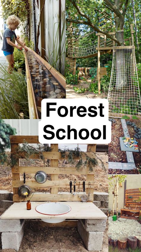 Natural Landscape Playground, Diy Forest School Area, Forest School Garden, Preschool Nature Classroom, Outdoor Homeschool Space, Nature School Design, Nature School Outdoor Classroom, School Yard Ideas, Forest Theme Preschool