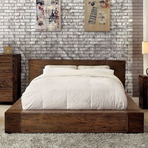 Elliston Platform Bed Bed Frame Sets, Platform Bed Designs, Diy Platform Bed, Bed Platform, Queen Platform Bed, Upholstered Panel Bed, Design Del Prodotto, Wood Beds, Furniture Of America