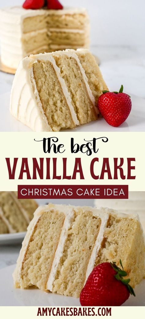 Get ready to bake something extraordinary with this moist vanilla cake using the reverse creaming method! An updated take on my fan-favorite vanilla almond cake, this recipe is made easier for home bakers. The reverse creaming method is simpler and results in a taller, softer cake. Ideal for holiday baking ideas, this super moist, homemade cake is perfect for Christmas desserts and Christmas cakes. Make your holiday table shine with this easy, from-scratch recipe that's sure to become a favorite Vanilla Dream Cake, Homemade Vanilla Cake Recipe Moist, Butter Vanilla Cake Recipe, How To Make A Moist Cake, Best Moist Vanilla Cake Recipe, Dense Vanilla Cake, Moist Vanilla Cake From Scratch, Perfect White Cake Recipe, Reverse Creaming Method