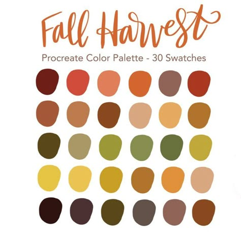 Color Schemes Fall, Hygge Colors, Color Palette Fall, Procreate Tools, Palette Autumn, Procreate Palettes, Halloween Color Palette, Procreate Palette, Fall Color Schemes