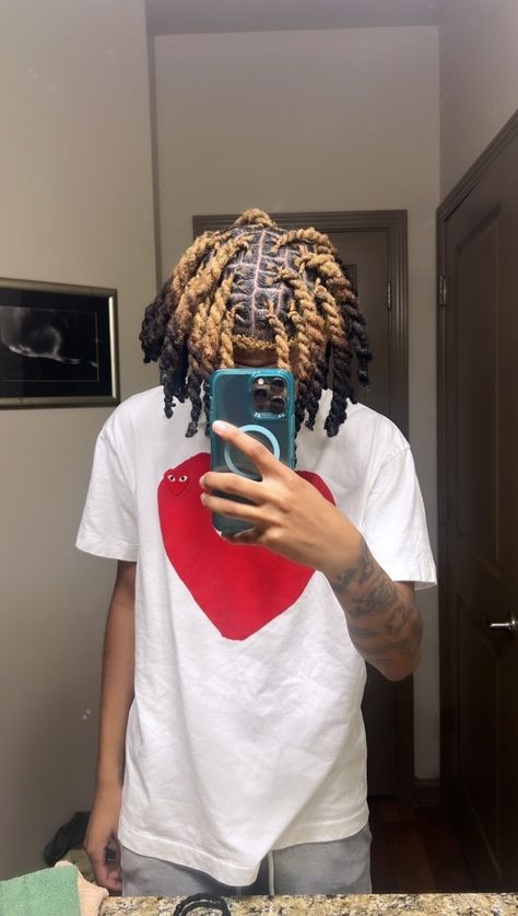 Locs Men Color, Dreadloc Color Ideas, Reverse Ombre Locs Men, Dyed 2 Strand Twist, Dreads Dye Ideas, Dyed Locs Ideas Men, Reverse Dye Dreads, Dyed Freeform Locs, Dreadhead Colors