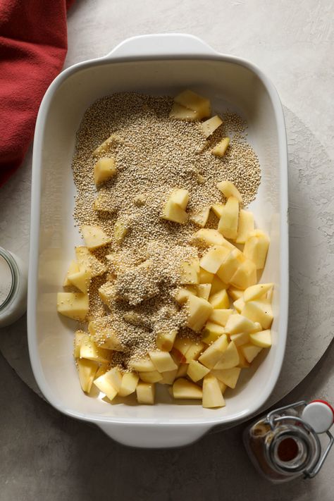 Pumpkin Apple Baked Quinoa - Flora & Vino Pumpkin Quinoa Breakfast, Apple Quinoa Breakfast, Coconut Quinoa Porridge, Fall Quinoa, Baked Quinoa, Apple Quinoa, Quinoa Wrap, Gut Protocol, Wfpb Vegan