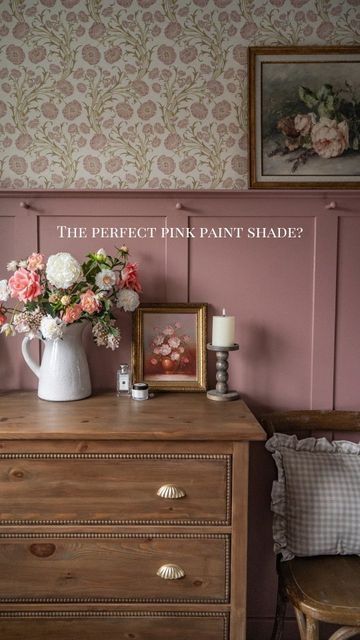 Pink Paint Kitchen, Pink And Sage Room Aesthetic, Dusk Pink Nursery, Maroon And Pink Room, Pink Mauve Nursery, Mauve And Gold Bedroom, Sulking Room Pink Bedroom Ideas, Mauve Beadboard, Dusky Pink Bedroom Dusty Rose