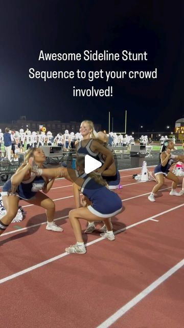 Cheerleading Coaching Center on Instagram: "Here is an Awesome sideline cheerleading stunt sequence to get the crowd excited!  @dt_cheerleading   Comment what your favorite sideline activity is?  Stunt sequences, do you use signs, do you have different uniforms for special occasions? ⭐️⭐️⭐️⭐️⭐️ ATTENTION CHEERLEADING COACHES:   Would you love some help with your season?  How about ALL of your curriculum in 1 place - including Music?!   Now is the time to check out the Cheerleading Coaching Center TODAY and let us help you make your season more Productive, Easier and More FUN!!!   Get your FREE access for 24 hours to Check it ALL out at CheerleadingCOACHINGCenter.com - Link in Bio 📣👍😊  🌟🌟🌟🌟🌟 #CheerandDanceOnDemand #CheerleadingOnDemand #LearnToCheerAtHome #cheer #cheerleader #cheerl Thigh Stand Stunts, Jv Cheer Stunts, Cheer Stunt Ideas, Level 1 Cheer Stunts, Stunt Sequence, Easy Cheerleading Stunts, Cheer Stunting, Youth Cheerleading, Cool Cheer Stunts