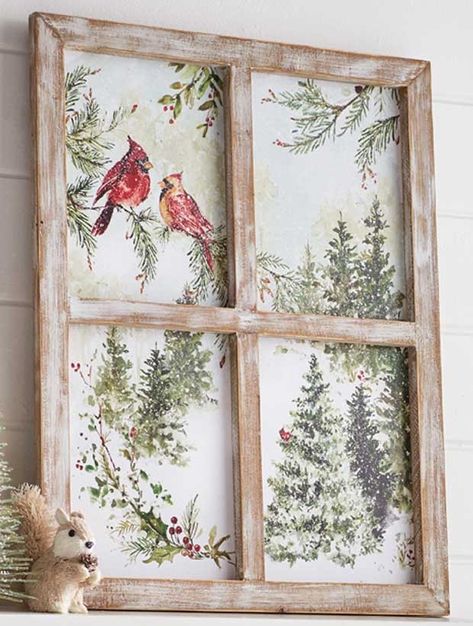 Window Frame Wall Decor, Old Windows Painted, Old Window Crafts, Window Frame Art, Window Pane Art, Old Window Decor, Window Frame Decor, Painted Window Art, Old Window Projects