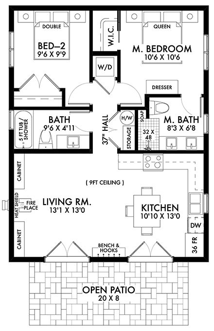 House Plan 42922 - Farmhouse Style with 800 Sq Ft, 2 Bed, 2 Bath 2 Bedroom 2 Bath House Plans 800 Sq Ft, Small 2 Bed 2 Bath Floor Plan, 25 X 30 Floor Plan, 2 Bed 2 Bath Tiny House, Small 2 Bedroom 2 Bath House Plans, 1000sqft House Floor Plans, 800 Sq Ft House Plans 2 Bed 2 Bath, 800 Sq Ft House Plans Open Floor, 2 Bed 2 Bath Floor Plan