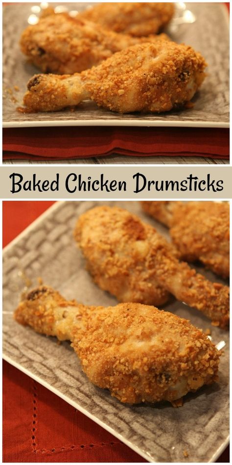 Easy Baked Chicken Drumsticks recipe from RecipeGirl.com #easy #baked #chicken #drumsticks #recipe #RecipeGirl #familyfriendly #dinner Drumstick Recipes Baked, Baked Breaded Chicken, Chicken Drumsticks Recipe, Crispy Baked Chicken Thighs, Drumsticks Recipe, Crispy Oven Baked Chicken, Baked Chicken Drumsticks, Chicken Leg Recipes, Oven Baked Chicken Breasts