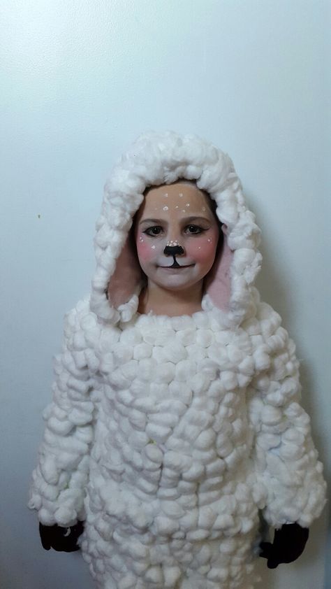 #Halloween #lamb #sheep #facepaint Baby Sheep Costume, Diy Sheep Costume, Baby Lamb Costume, Sheep Costume, Lamb Costume, Sheep Costumes, Nativity Costumes, Sheep Face, Pig Costumes