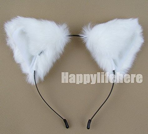 White Cat Ears And Tail, White Cat Costume, Cat Tail Costume, White Cat Ears, White Hairband, Cat Ears And Tail, Cat Ear Headband, Cat Ears Headband, Halloween Cute