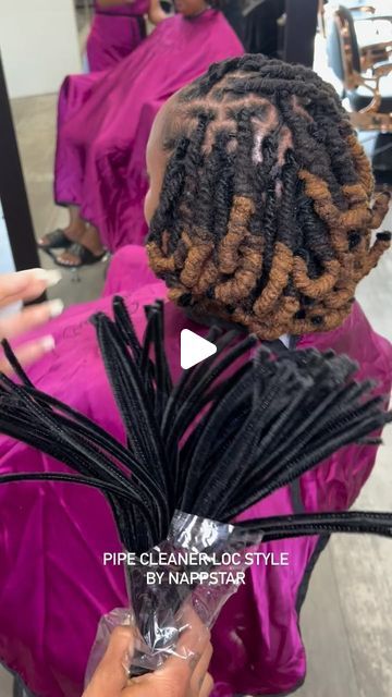 Locs With Pipe Cleaners Style, Pipe Cleaner Locs, Pipe Cleaner Curls On Locs, Pipe Cleaner Loc Styles, Styles Locs, Sisterlocks Updo, Sisterlocks Styles Updo, Curled Updo, Sisterlocks Styles