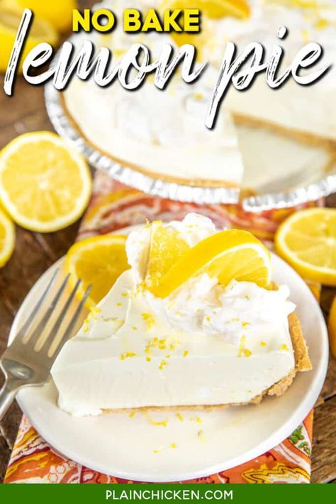 No Bake Lemon Pie, Cool Whip Pies, No Bake Lemon, Lemon Pie Recipe, Coconut Cream Pie Recipes, Spring Recipes Dessert, Homemade Graham Cracker Crust, Pies Recipes, Homemade Graham Crackers