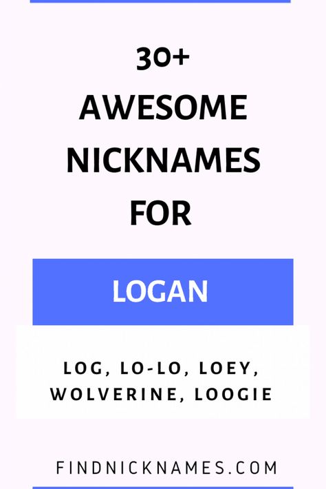 30+ Awesome Nicknames for Logan — Find Nicknames Tomboy Names, Wolverine Character, Baby Nicknames, Good Nicknames, Rush Band, Cute Nicknames, Gender Neutral Names, Drama Tv Series, Name List