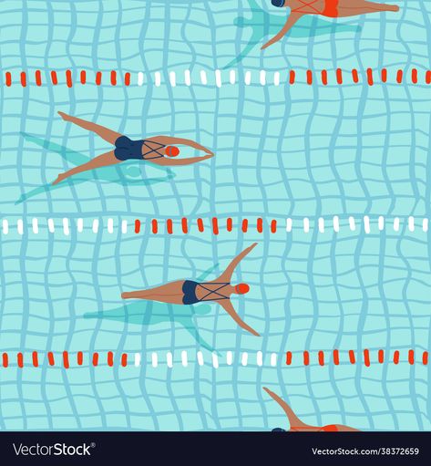 Swimmer Art Illustration, Swimming Animation, Swimming Pool Illustration, Swim Illustration, Track Women, Swimming Illustration, Pool Pattern, Swimming Pool Art, Swimming In The Pool