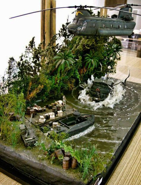 Photo de l album de Modelismo BCN ... #Diorama #Miniature #Model #ScaleModel #Vignettes Train Miniature, Modeling Techniques, Water Effect, Military Modelling, Military Diorama, Rustic Garden Decor, Miniature Model, Model Airplanes, Model Building