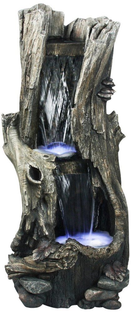 Water Fountain Garden, Rainforest Waterfall, Standing Garden, Stone Water Features, Water Wall Fountain, Jungle Decorations, Rock Fountain, Air Mancur, Wood Carving Furniture