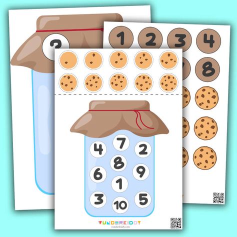 Printable Cookie Jar Counting Worksheet for Kindergarten Cookie Jar Counting Free Printable, Cookie Counting Printable, Counting Worksheets For Kindergarten, Counting Worksheet, Counting Activities Preschool, Worksheet For Kindergarten, Chocolate Drops, Counting Objects, Free Printable Crafts