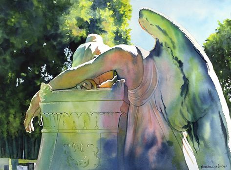 Even Angels Cried - watercolor by Kathleen Giles Watercolor Pouring, Watercolor Angel, Teaching Watercolor, The Light Is Coming, Watercolor Painting Techniques, Easy Watercolor, Botanical Drawings, Watercolor Inspiration, Nature Paintings