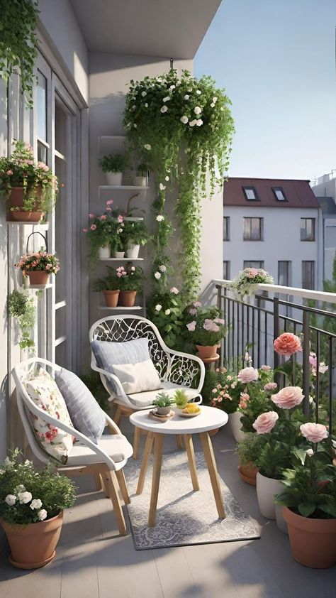 Balcon Mic, Small Balcony Garden, Balkon Design, Home Decor Ideas Bedroom, Small Balcony Design, Small Balcony Decor, Apartment Balcony Decorating, Small Balcony Ideas, Decor Ideas Bedroom