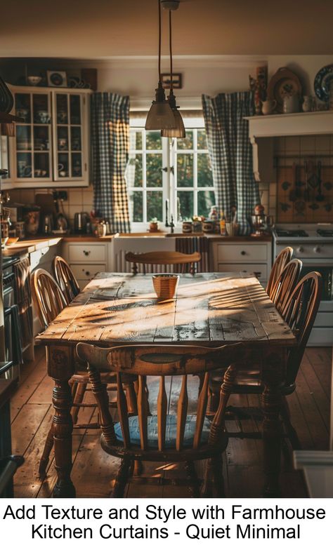 You might think farmhouse kitchen curtains are purely decorative, but they do more than just look charming. You can combine practicality with a rustic Homestead Interior Design, Country House Kitchen Farmhouse Style, Cozy Kitchen Curtains, Old Farmhouse Aesthetic Interior, Rustic Farmhouse Kitchen Decor Ideas, Southern Vintage Home Decor, Hippy Farmhouse, Farmhouse Must Haves, Country Decorating Ideas For The Home