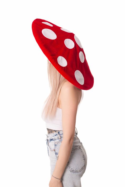 PRICES MAY VARY. SIZING: One size fits most! Elastic construction fits most women, adults, men, teens, and younger DESIGN: This features an oversized 20-inch diameter mushroom hat for the perfect oversized look. We hand sewn every white spore into place. Our mushroom hat is extremely well made! Stays in place even while moving MATERIALS: 100% light-weight fleece INCLUDED: Includes the mushroom hat only VERSATILE COSTUME: Ideal for social media, halloween, Comicon, dress up, photoshoots, renaissa Light Up Mushroom Hat, Adult Homemade Halloween Costumes, Mushroom Costume Men, Mushroom Costume Women, Mushroom Costume Diy, Mushroom Halloween Costume, Mushroom Fairy Costume, Toadstool Hat, Rave Inspiration