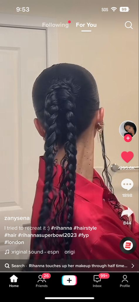 Rihanna Superbowl 2023 Hair, Rihanna Superbowl Hairstyle, Rihanna Ponytail, Rihanna Superbowl Hair, Beyonce Braided Ponytail, Beyonce Ponytail Braid, Prom 23, Rihanna Hairstyles, Messy Ponytail