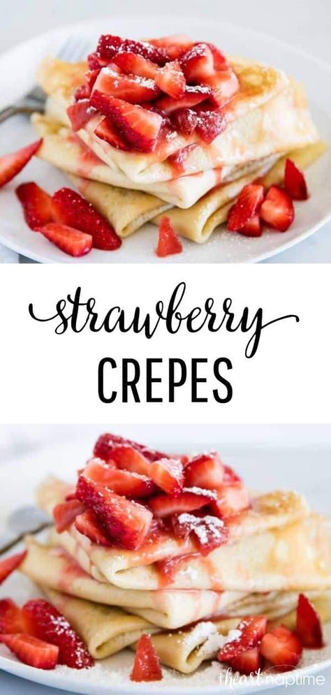 Crepe Recipe Filling, Strawberry Crepes Recipe, Breakfast Strawberries, Dessert Crepes, Ricotta Cream, Sweet Crepes Recipe, Strawberry Crepe, Homemade Crepes, Easy Crepe Recipe