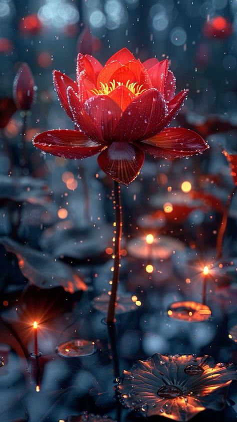 Red Lotus Flower, Lotus Flower Wallpaper, New Nature Wallpaper, Red Lotus, Magic Art, Anime Scenery Wallpaper, Scenery Wallpaper, Nature Wallpaper, Diamond Art