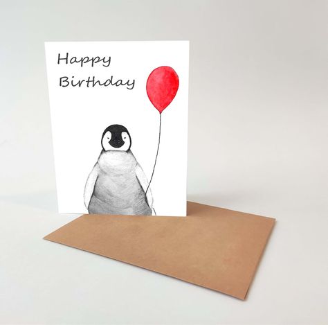 Happy Birthday Penguin, Penguin Card, Lovers Card, Penguin Birthday, Penguin Drawing, Birthday Cards Diy, Card Card, Diy Birthday, Penguins