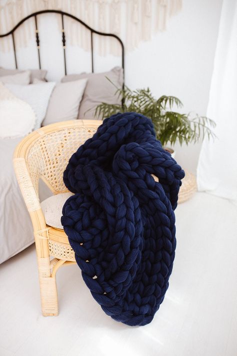 Navy Blanket Chunky Knit Blanket Navy Throw Blanket Chunky - Etsy Australia Navy Throw Blanket, Super Chunky Blanket, Knit Decor, Chunky Blankets, Giant Knit Blanket, Navy Throw, Boho Throw Blanket, Chunky Knit Throw Blanket, Arm Knitting Blanket