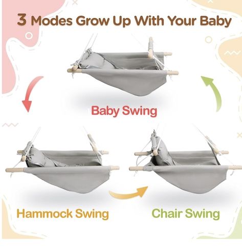 3-MODES GROW UP WITH YOUR BABY: You can make our baby nap swing change into “Baby Swing Mode” , “Baby Hammock Mode”, and “Toddler Chair Swing Mode” in 3 different modes by adjusting the rope knots. Multifunctional Baby hammock swing grow up with baby boys and girls 12+ to 48 months Baby Hammock, Indoor Hammock, Baby Nap, Toddler Chair, Baby Swing, Baby Cradle, Outdoor Canvas, Rope Knots, Diy Toddler