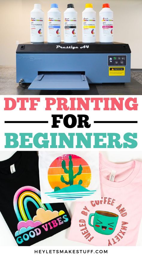 Make vibrant, long-lasting garments with DTF printing! This process prints an image onto film, which you can then transfer to t-shirts and other soft substrates, regardless of their color. Here's how it works! How To Print Dtf Transfers, How To Make Custom Shirts, Tshirt Business Ideas, Dtf Print Designs Tshirt Png, Diy Shirt Printing, Silhouette Cameo Shirt, T Shirt Design Software, Tshirt Printing Business, Heat Press Shirts