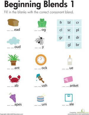 These picture names are each missing the first two letters which make a consonant blend. Kids choose the correct blend and write it to complete the word. Beginning Blends Worksheets, Consonant Blends Worksheets, Beginning Blends, First Grade Curriculum, Phonics Worksheets Free, Letter Blends, Blends Worksheets, First Grade Phonics, Spelling Worksheets