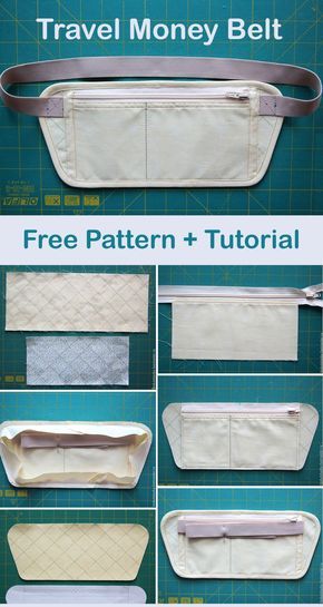 Travel Money Belt Bag: Free Sewing Pattern Money Pouch Diy, Hip Bag Pattern Free, Travel Pouch Diy, Belt Bag Diy, Hip Bag Pattern, Bag Free Sewing Pattern, Belt Bag Pattern, Travel Money Belt, Waist Belt Bag