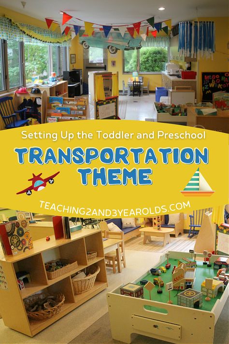 Setting up a transportation theme in the toddler and preschool classroom is so easy, because there is such a wide variety of activities to try. We added some favorites that our children loved! #transportation #theme #classroom #toddlers #preschool #teachers #2yearolds #3yearolds #teaching2and3yearolds Transportation Theme Preschool Sensory Bin, Transportation Preschool Theme Bulletin Boards, Bus Theme Preschool, Crafts For Transportation Theme, We All Go Traveling By Activities, Transportation Loose Parts, Road Theme Preschool, Things That Go Preschool Theme, Transportation Theme Preschool Dramatic Play