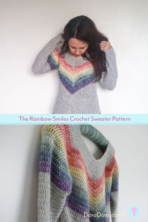 Crochet Sweater Free, Crochet Sweater Pattern, Crochet Sweater Pattern Free, Womens Crochet Patterns, Pull Crochet, Mode Crochet, Rainbow Crochet, Haken Baby, Crochet Cardigan Pattern