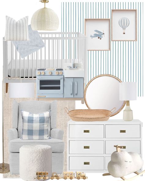 Nursery Mood Board, Nursery Inspiration Boy, Baby Blue Nursery, Blue Nursery Boy, Hanging Crib, Ikea Nursery, Dear Lillie, Nursery Room Design, Baby Room Inspiration