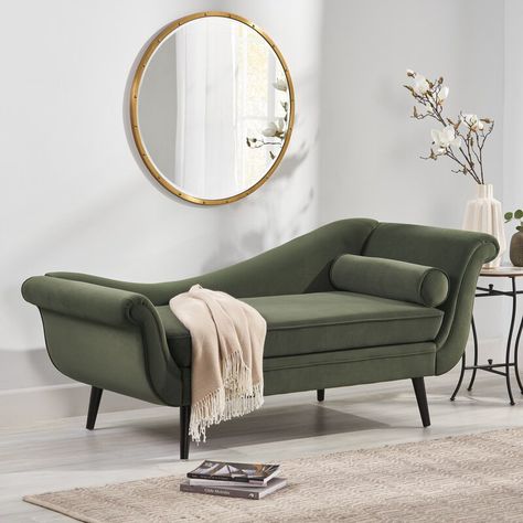 Chaise Lounge Living Room, Velvet Chaise Lounge, Upholstered Chaise Lounge, Upholstered Chaise, Noble House, Lounge Sofa, Green Day, My New Room, Decoration Design