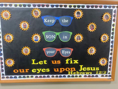 Fix Your Eyes On Jesus, Jesus Bulletin Boards, Tis So Sweet, Christian Bulletin Boards, Bulletin Board Design, Trust In Jesus, Board Designs, Fix You, So Sweet