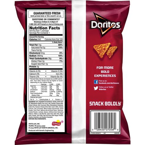 Doritos Png, Nacho Doritos, Nutrition Logo Ideas, Label Produk, Doritos Nachos, Serving Sizes, Nutrition Logo, Nutrition Label, Cheese Chips