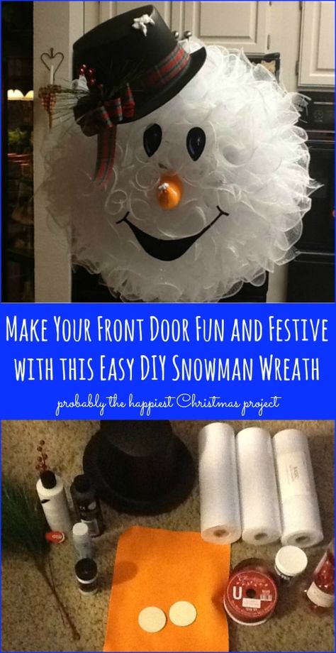 You are going to absolutely love this adorable, and very easy to make, snowman wreath. You only need a small handful of supplies and you will have the cutest door on the block. Diy Snowman Wreath, Easy Diy Snowman, Diy Christmas Snowman, Fun And Easy Diys, Diy Christmas Door Decorations, Christmas Tree Decorating Tips, Diy Schneemann, Diy Christmas Door, Christmas Wreaths Diy Easy