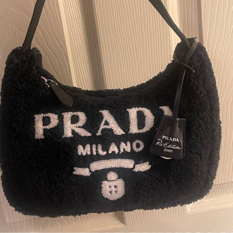 Only Used Once Prada Re-Edition 2000 Terry-Effect Mini Bag Bought In Italy Smoke Free And Pet Free Home Like Brand New! Great Deal :) Prada Fur Bag, Prada Reedition 2000, Prada Re Edition 2000, Prada Re Edition, Bags Prada, Fur Bag, Prada Bags, Black Crossbody, Prada Bag