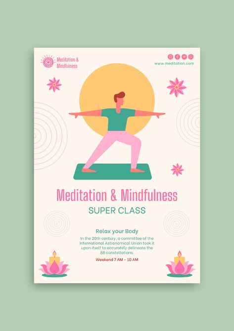 Yoga Poster Design, Yoga Flyer, Holistic Center, Magazine Design Cover, Online Flyers, Leaflet Design, Child Therapy, Plakat Design, Branding Design Inspiration